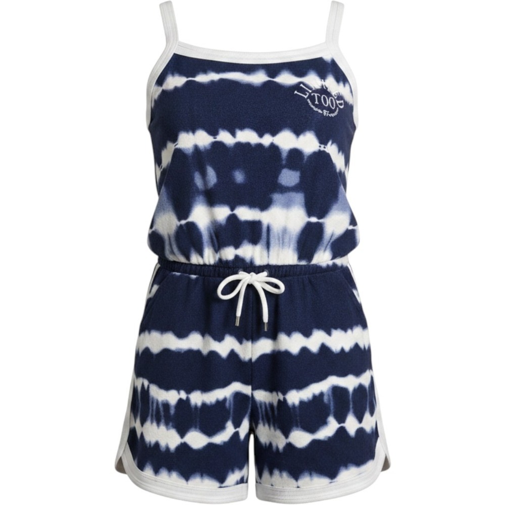 Limited Too Girls Navy Blue White Tie Dye Terry Cloth Romper XL 16/18 NWT